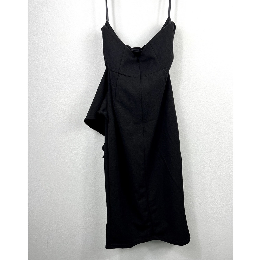 Saints + Secrets Dress Women Small Black ST2610D Strapless Ruffle Slit Cocktail